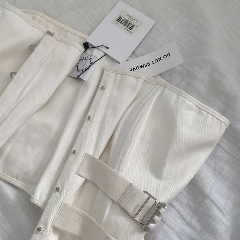 With Jean white corset top. NWT, size M.